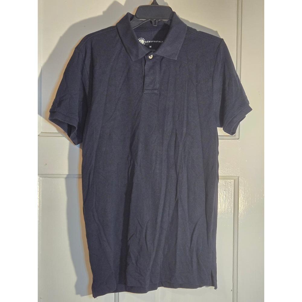 Aeropostale Mens Aero Impact Polo Shirt Navy Blue Short Sleeve Size M